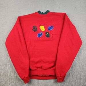VTG Holiday Christmas Sweater Extra Large Embroidered Double Collar Crewneck USA